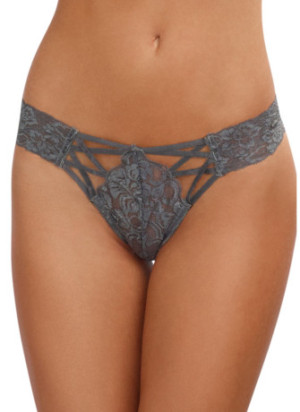 Tanga gris dentelle sexy ajouré sur l'avant - DG1435SLA